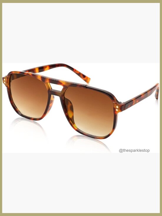 Retro Square Aviator Sunglasses Plastic Frame UV400 Protection main image 7